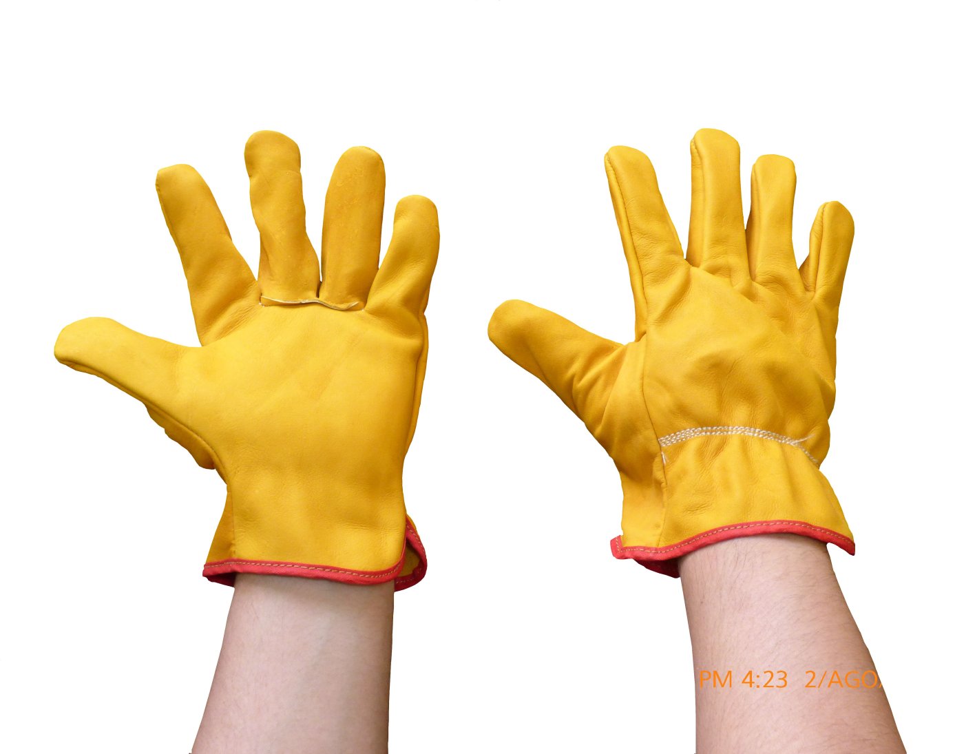 Guante M 122 Maquinista Todo Cuero Amarillo Pulgar Plano Oty